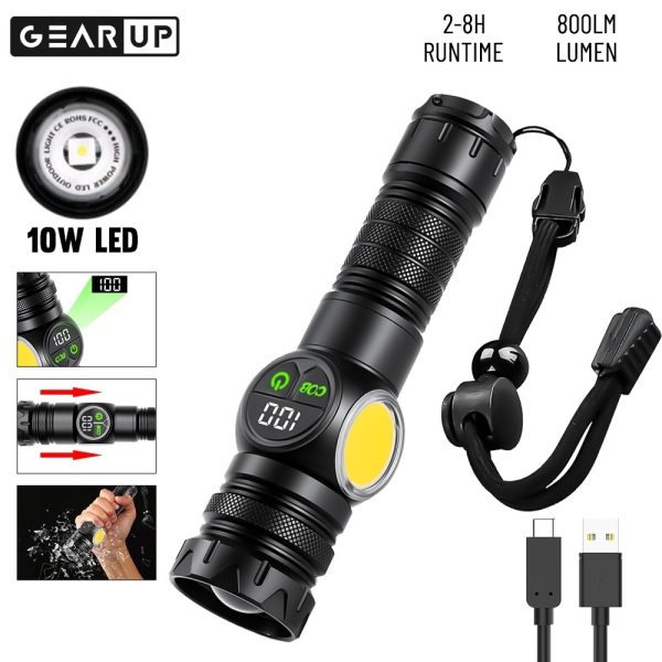 GearUP K60 Rechargeable Flashlight 10W COB + LED Torchlight 1
